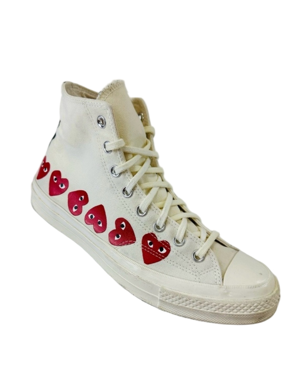 COMME DE garçon Converse Chuck Taylor hi-top Sneakers Mens Multi Hearts Size 10